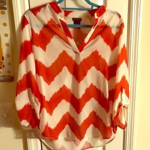 Orange and off white chevron blouse
